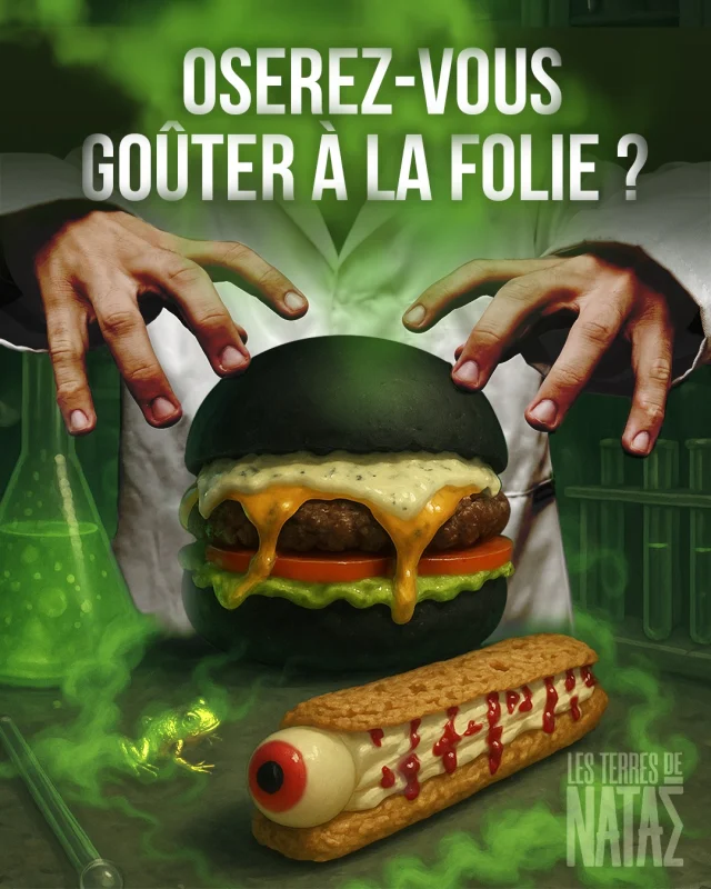 👻 Oserez-vous goûter aux saveurs d’Halloween ? 

🎃 Pour l’occasion, Les Terres de Nataé se transforment…jusque dans vos assiettes ! 

🍽️ Au menu, trois créations éphémères et délicieusement étranges :

🍔 Vous avez les crocs ? Notre burger noir vous attend, aussi surprenant que savoureux avec une note de démence !

⚡ Besoin d’un peu de douceur ? Laissez-vous tenter par une pâtisserie qui vous aura à l’œil, pour faire frissonner vos papilles !

🍹Vous vous sentez déshydraté ? Notre mocktail sera parfait pour recharger vos batteries entre deux aventures !

Des recettes UNIQUES, disponibles seulement pendant les festivités d’Halloween…

👉 À retrouver le midi au snack des éléphants les 29, 30 et 31 octobre, pour un temps (très) limité !

__
📸 Les Terres de Nataé